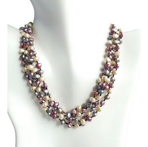 4 Row Multi Colour Freshwater Keshi Pearl Necklace 🆕
